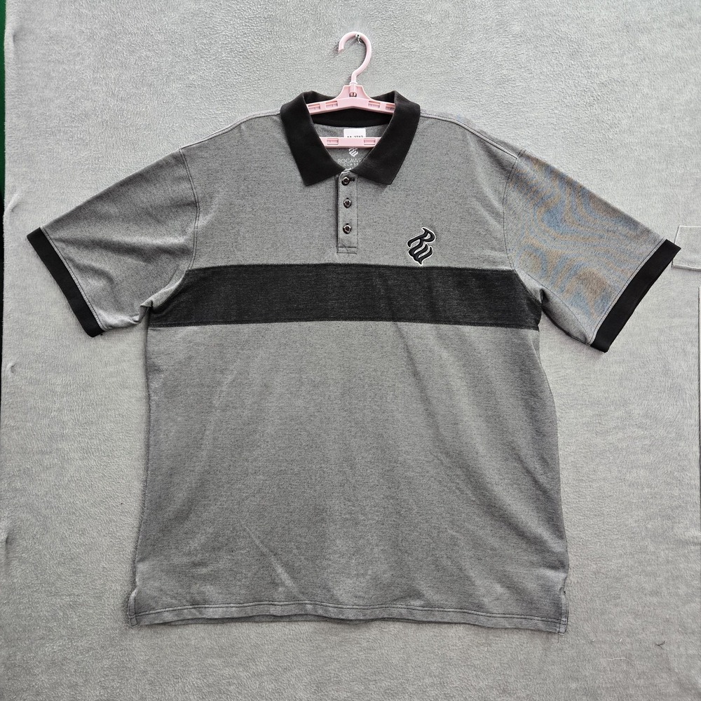 Rocawear Men Polo 4XB Gray Logo Embroidery Classic Button Embroidered